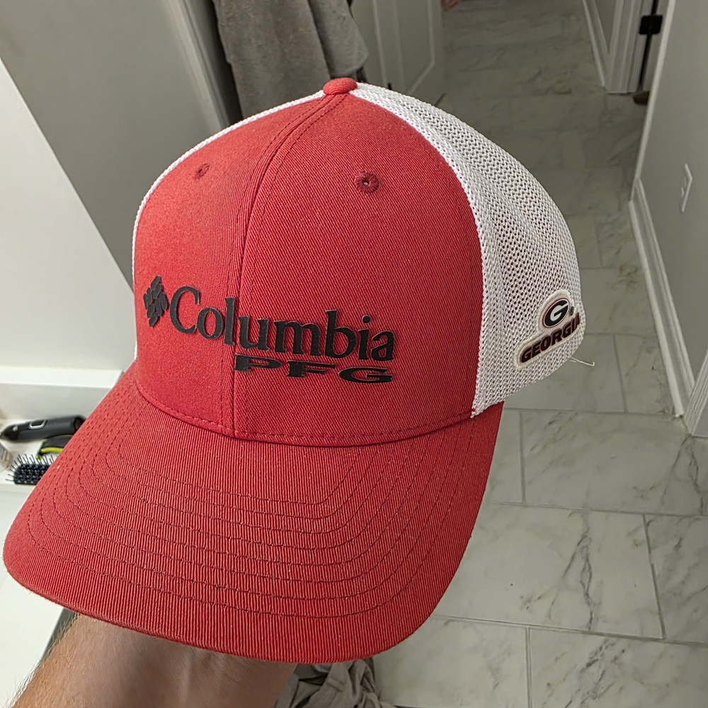 Columbia Red and White Mesh Cap